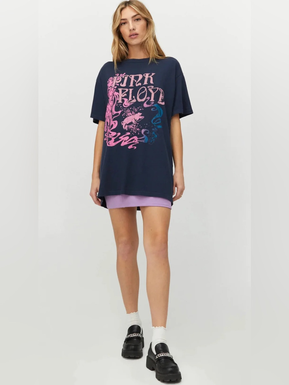 Daydreamer Pink Floyd Animals T-Shirt Dress - Vintage Navy size medium